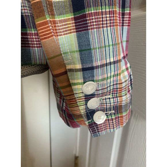 Talbots Womens Blazer Jacket Plaid Button Down Size 8 Cotton Flax Multicolor - Picture 9 of 9